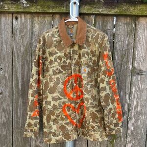 Carhartt Camouflage Jacket with Vibrant Orange Details